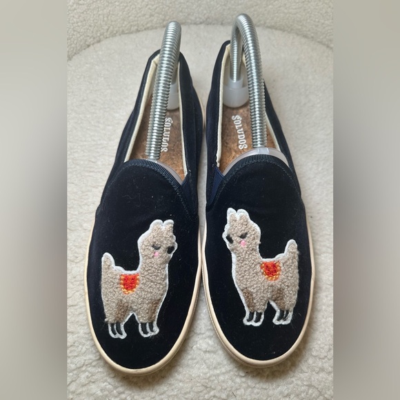 Soludos‎ women’s velvet llama sneaker slide slip-on navy blue white cream 7 - Picture 5 of 10